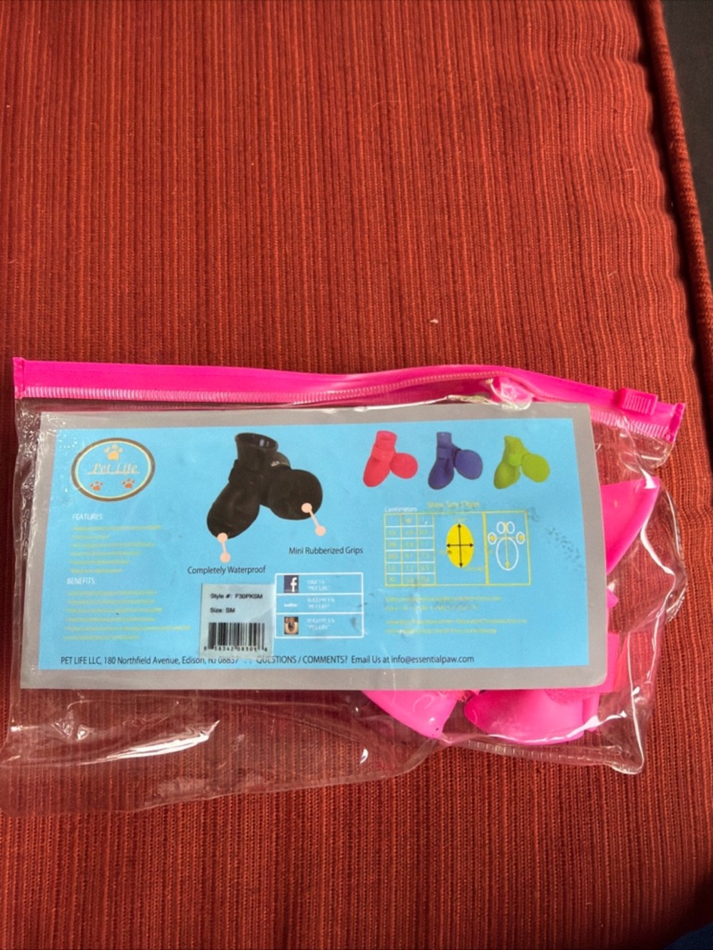 Pet Life Dog Size Small Pink Rubber Waterproof Shoes